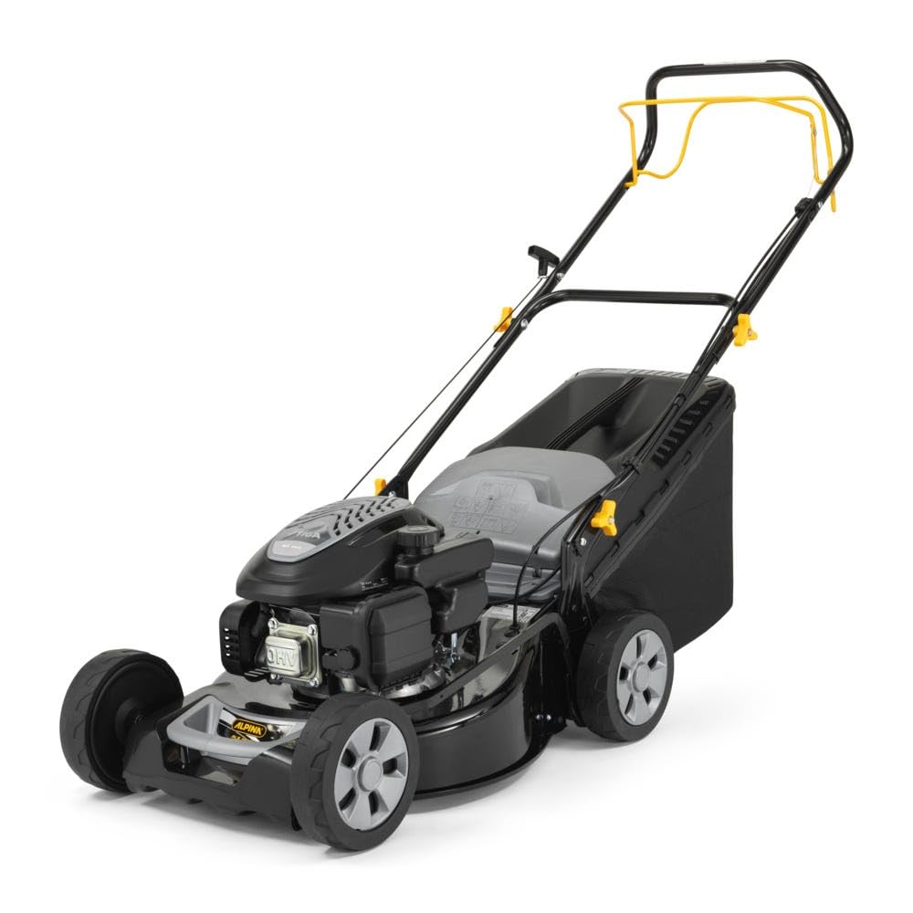 Alpina Cortacésped de Gasolina AL5 46 SA, Ancho de Corte 46 cm, Motor de 139 CC (2200 W) con tracción Posterior, hasta 1200 m², Bolsa de Recogida de 60 l, Altura de Corte Regulable en 6 Posiciones