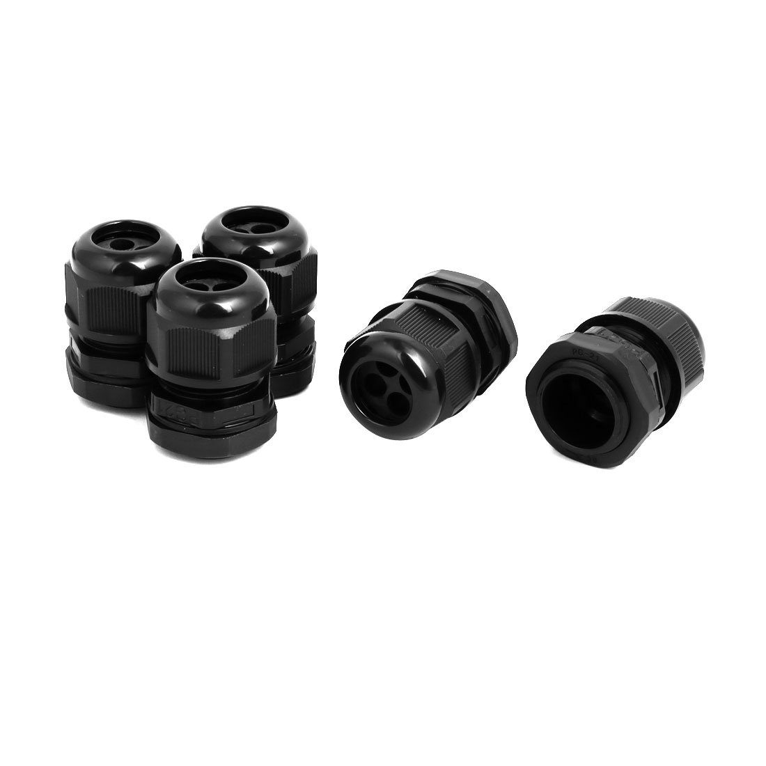 Aexit PG21 5.6mm-7.2mm Transmission 4 Holes Adjustable Cables Gland Black 5pcs