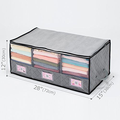 1Storage Charcoal Fiber Clothing Organizer Bag, 28"x15"x12", 3cells, Carry Handles, Grey 171-37E - Thumbnail 6