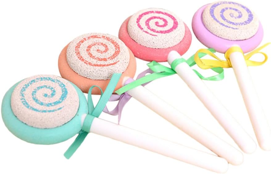 Healifty 6pcs Lollipop Shaped Pumice Stone for Foot Care Dead Skin Remover Scrubber Tool for Smooth Feet Mixed Color Exfoliating Grinding Stone