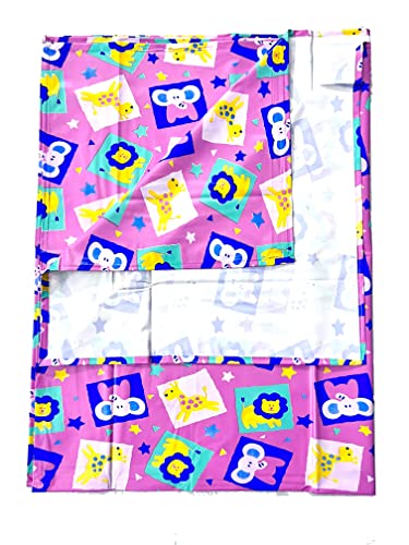 Image of EcoSoft Plastic Sheet,PVC Sheet for Kids,Rubber Sheet for Babies,Bed Wetting Protector(90 x 135 cm) (Mini Jungle Pink)