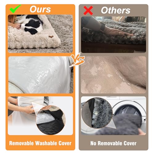 BingoPaw Hundebett Grosse Hunde waschbar: XXL Hundebetten flauschig Plüsch Hundematte für große Hunde, Hundekissen wasserdicht abnehmbar rutschfest, beruhigendes Haustierbett Grau, 120x90x12 cm