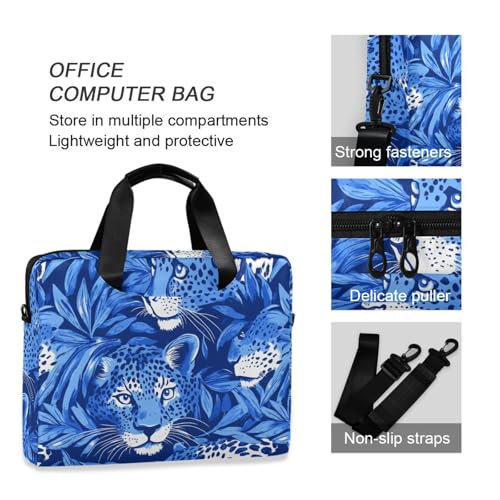 Bolso maletín para laptop crossbody 15.6" azul leopardo miniatura 6