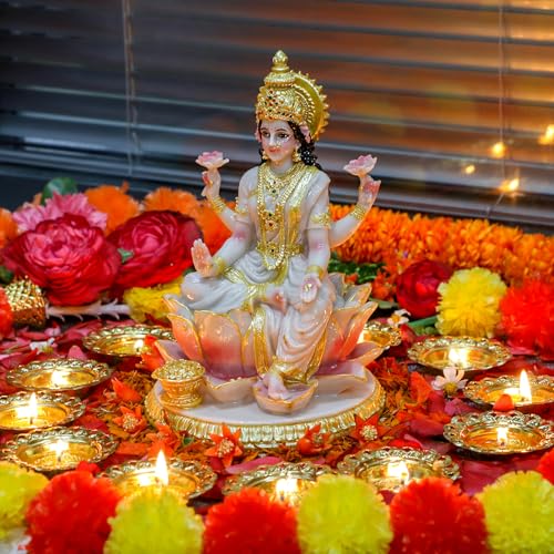Estatua Diosa Lakshmi India 8.7 in Resina Decorativa miniatura 3