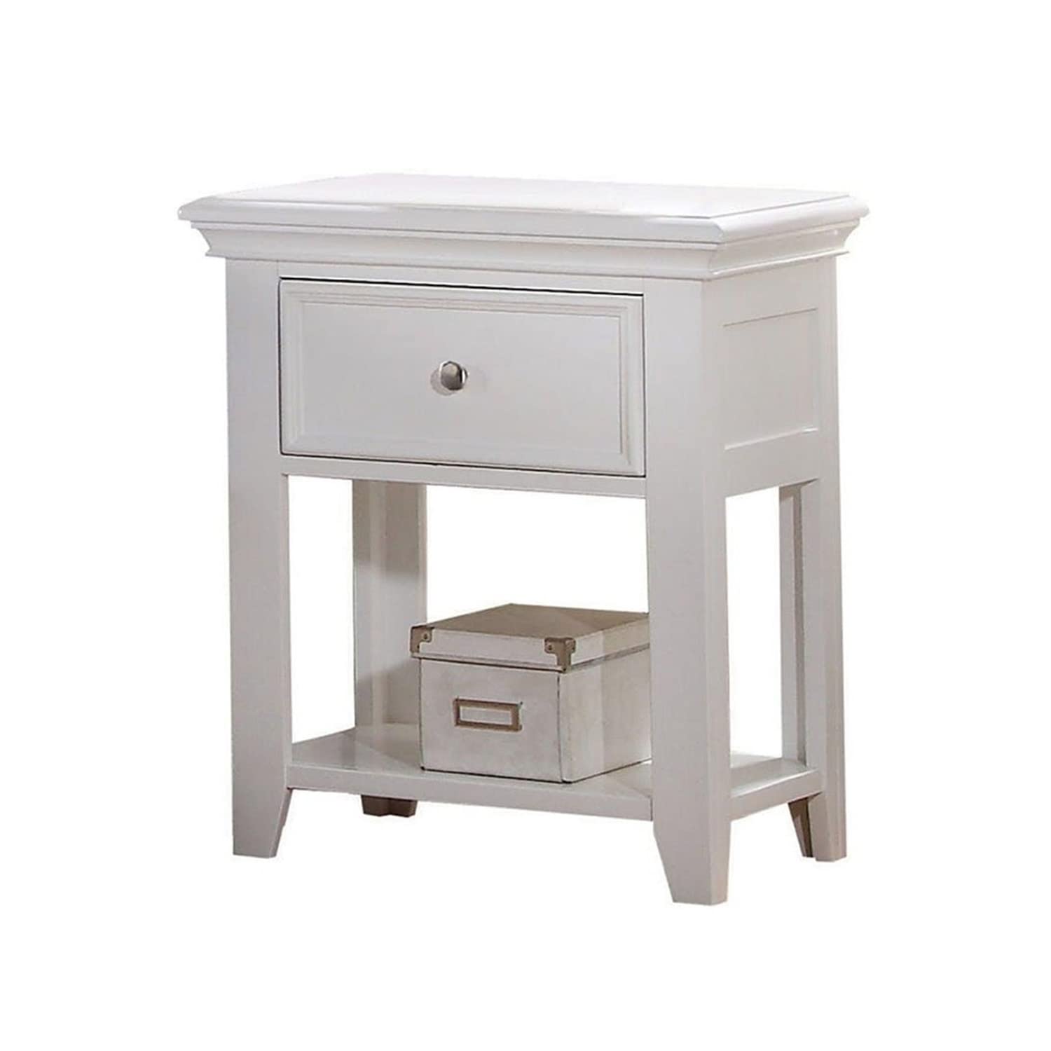 Simple Relax Wooden Nightstand, White