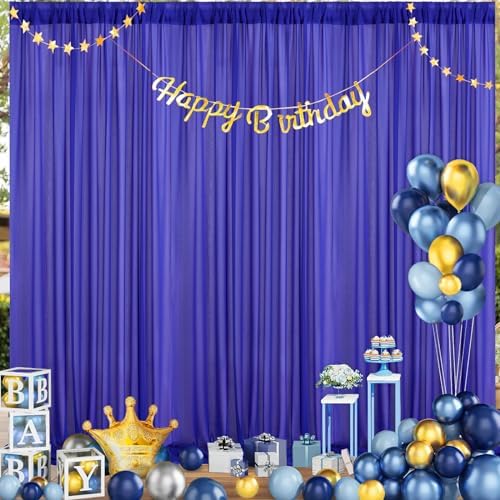 10ftx10ft Royal Blue Chiffon Backdrop Curtain Wedding Backdrop Sheer