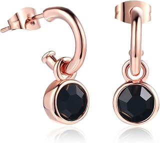 Women for Drop Earrings, Fashion Black Round Zircon Pendant Earrings Hypoallergenic Lightweight Rings Ring Circle Jewelry Earrings for Women Girls Party Wedding