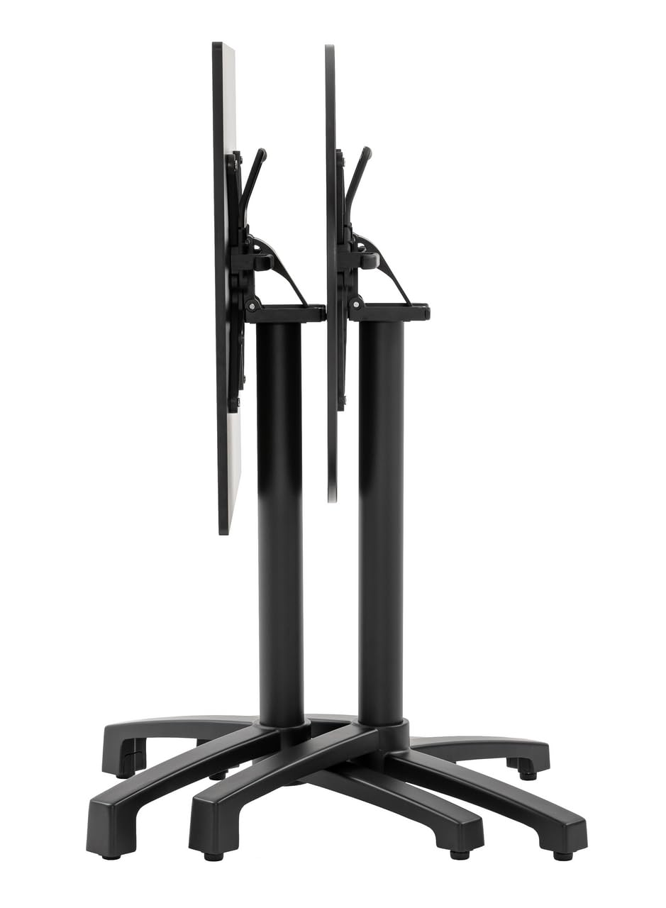METRO Professional Table Pliante MASSINI, Aluminium, 60 x 60 cm, Plateau HPL Aspect Pierre, Pieds Autonivelants, Noir, Empilable (Noir, 60 x 60 cm, Carré)