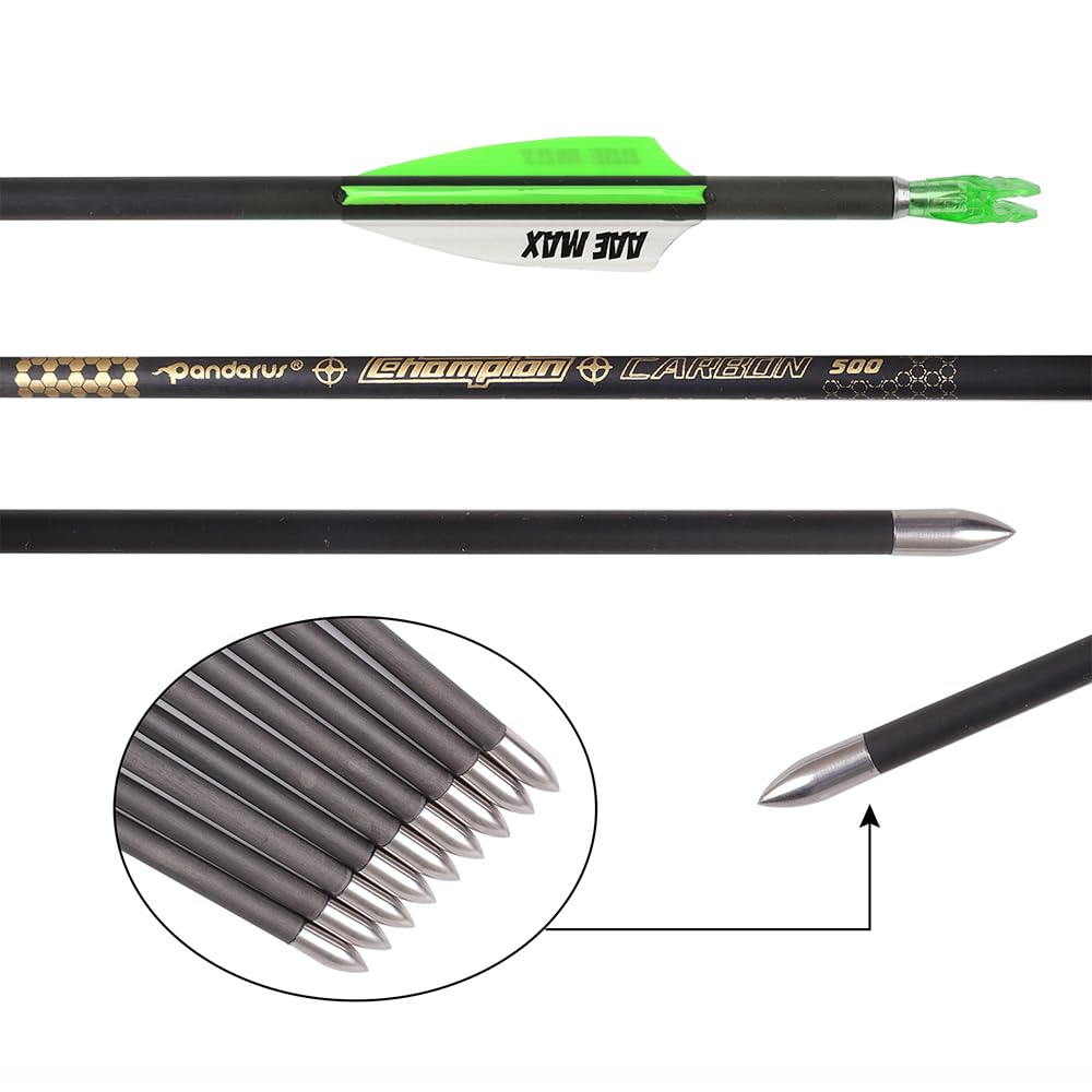 12 pz Tiro con Arco Flechas de Competición ID 4,2 mm Spine 300 400 500 600 700 800 900 1000 1100 1200 1300 1400 1500 Verde Blanco Ranuras de Aire Paleta Flecha de Carbono