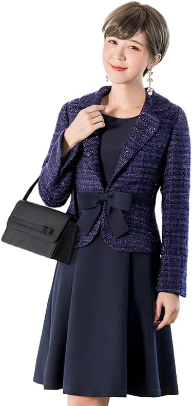 スーツ レディース ワンピーススーツ セレモニー ジャケットスーツ セレモニースーツ ママスーツ 洗える 秋冬 おしゃれ ビジ (ア
