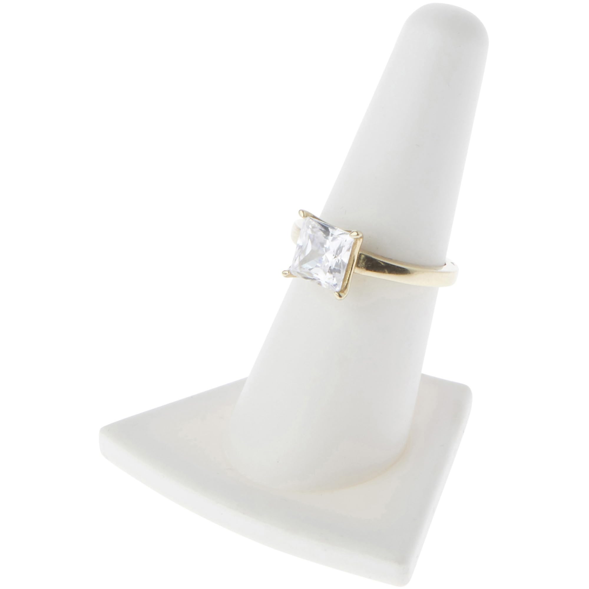 Plymor White Rubber Ring Finger Display, Single on Triangular Base, 2