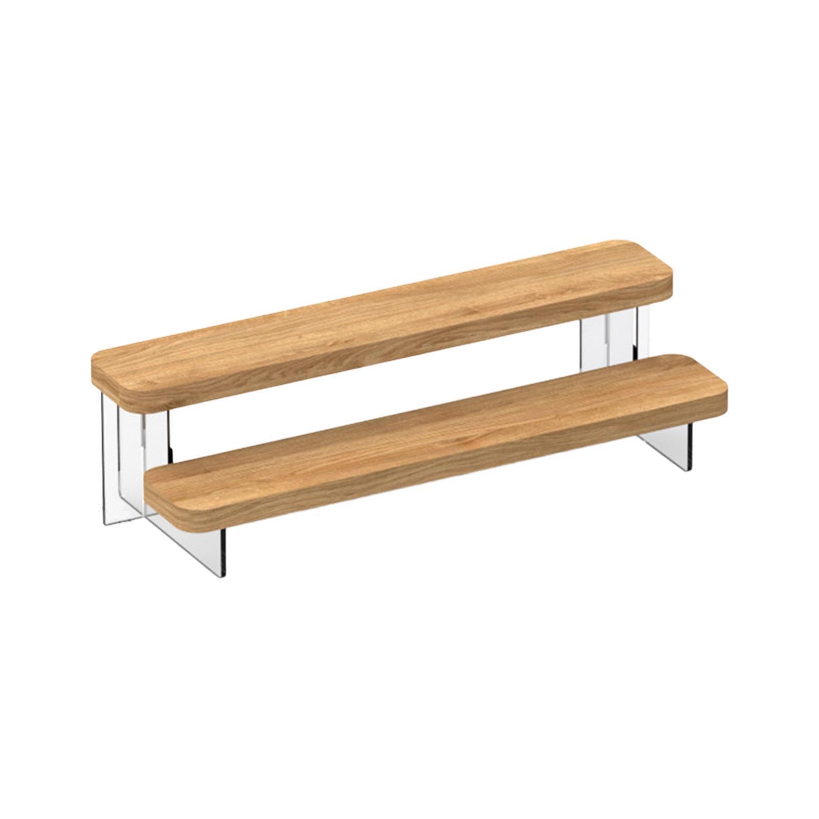PIXZCSA Jewelry Display Riser Shelf Showcase Fixtures Display Shelf Collectibles Cupcakes Holder Maintaining Organization And Stability Acrylic Wood Stand