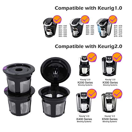 Baoblaze - Pacote com 3 filtros de café KCups reutilizáveis para Keurig 2.0 1.0 K550/K560 - Preto, 4