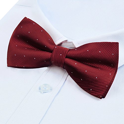 Alizeal Adjustable Neck Men's Pre-Tied Bow Ties With Silver Dots-Maroon #TOP1