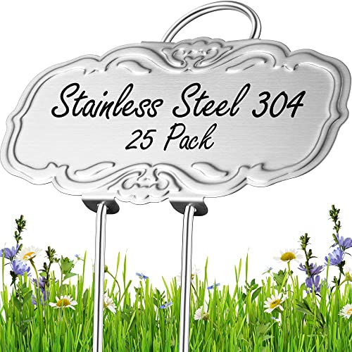 Updated Metal Plant Labels for Garden, 25 Pack Stainless Steel