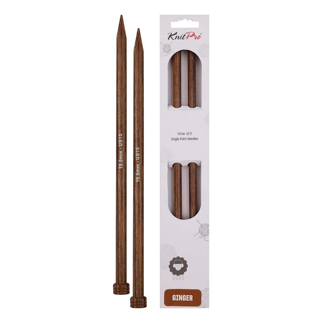KnitPro Ginger Single Pointed Needles 10" (25cm) | 10.00mm