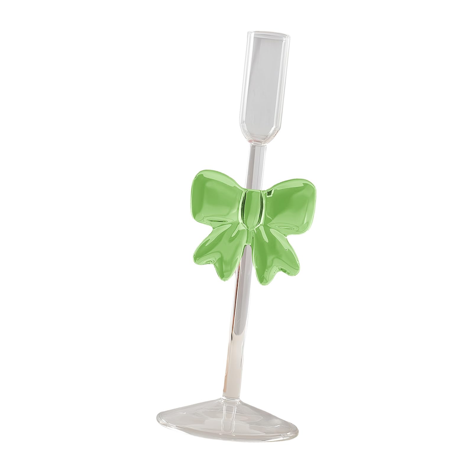 Xinsheinelry Bowknot Glass Taper Holders Candlestick Stand Decors Table Centerpieces for Christmas Event Parties Wedding Bowknot Holders Borosilicate