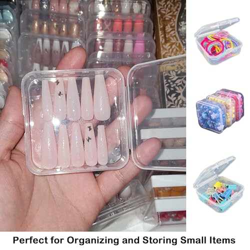 Image of Small Bead Organizer Storage Box, 30PCS Mini Clear Plastic Containers Transparent Rectangle Cases with lid for Collecting Beads Jewelry Crafts Nail Tiny Items