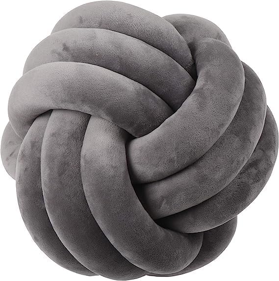 Cyprinus Carpio Almohadas de nudo de 3 hebras hechas a mano, sin arrugas, decoración del hogar, almohada lumbar firme anudada, gris oscuro, 8 x 8
