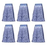 KULED Commercial Mop Head Replacement, Heavy Duty Industrial Cotton Mop Heads, Looped-End String Wet Mop Head for General and Floor Cleaning, Blue (Standard)