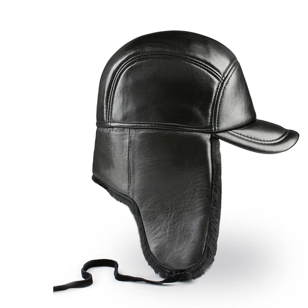 Zimowa skórzana czapka typu bomber dla mężczyzny i kobiety na zimno, na zewnątrz, na uszy, ciepła, do jazdy motocyklem, sportowa (DL (55),DL (55 (D XXL (59)