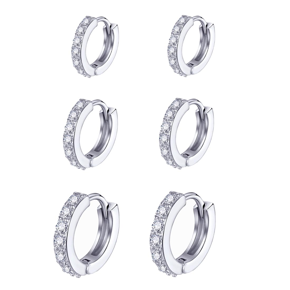 XPEXXPEX Conjunto de 3 Pendientes de aro para Mujer, Pendientes de aro de cartílago, Pendientes de aro pequeños, Pendientes de aro de Acero Inoxidable, Pendientes de aro hipoalergénicos