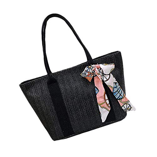DaoRier Damen Strohtaschen Sommer Reisen Strandtasche Shopper Handtasche