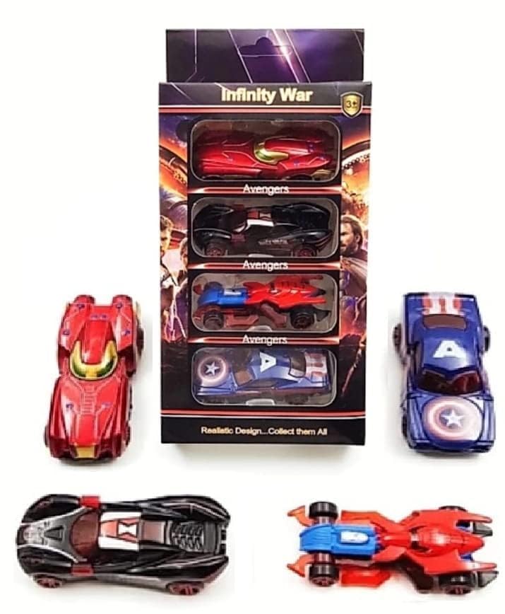 Image of Royals hub Mini Metal Car for Kids, Car Pack of 4 Mini Racers Series Diecast Cars Suitable for Children, Movie Vehicle Racing Cars for Competition and Story Play - Multicolor