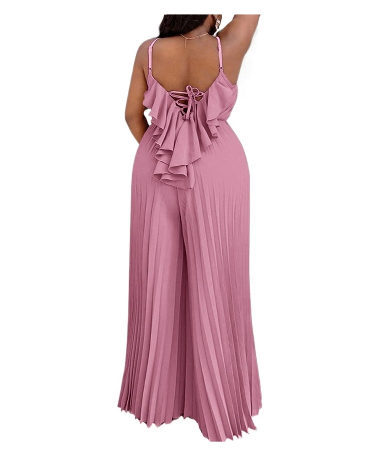 RRYPBOVG Jumpsuits For Women Women Sleeveless Rompers Vintage Jumpsuit Playsuit Overalls(Pink,XXXL)