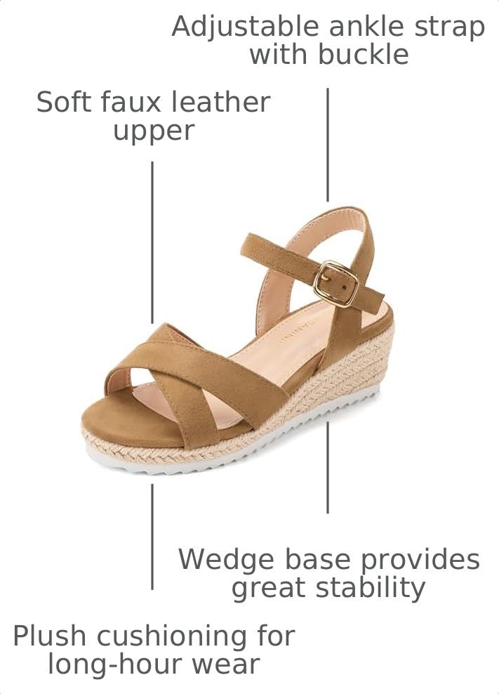 Image of PANDNAINJIA Girls Sandals Wedge Platform Heels Dress Shoes