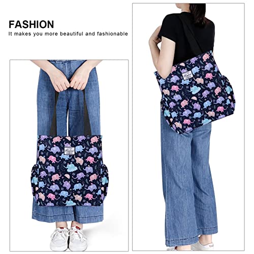 Image of KAMO Floral Tote Bag - Waterproof Lightweight Handbags Travel Shoulder Bag for Hiking Yoga Gym Swimming Travel Beach