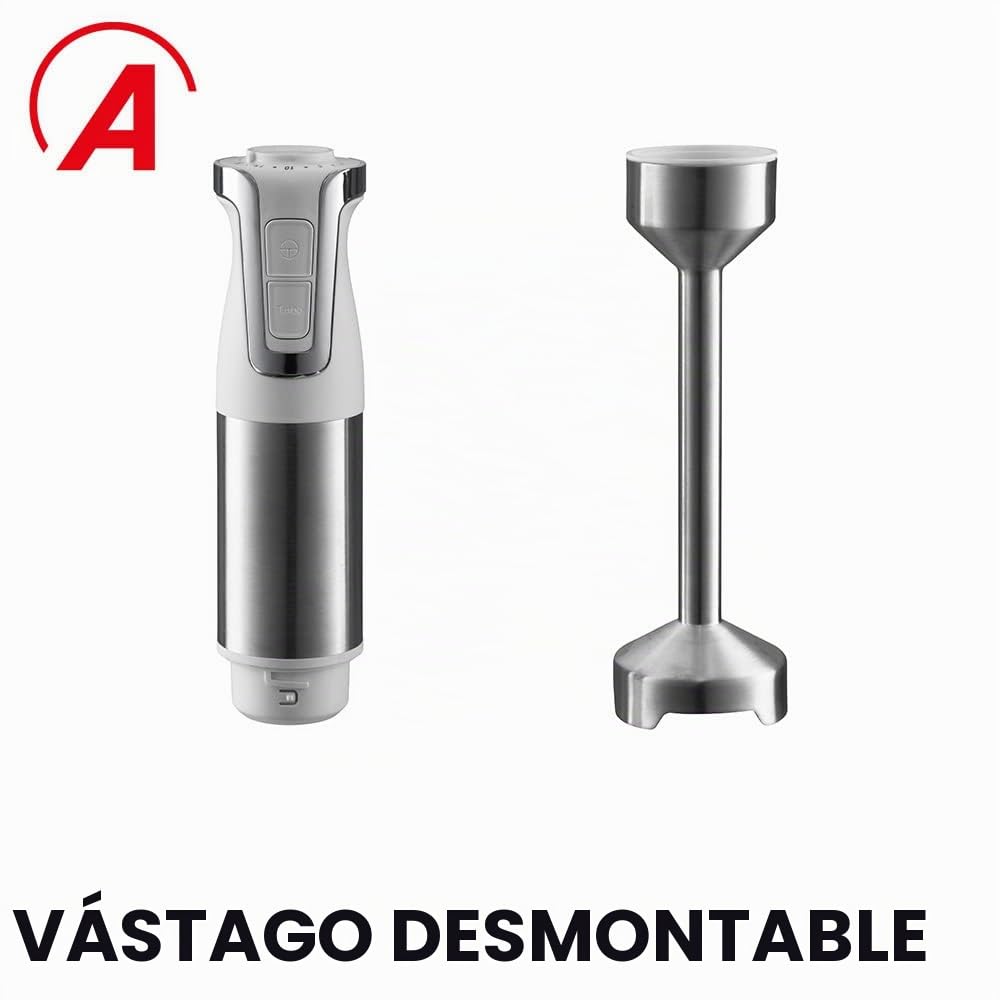 ARDES ARSET01 TRINITY Batidora de Inmersión 3 en 1 Minipimer de Inmersión Picadora y Batidora con Motor Profesional Mixer con Brazo de 21 m 4 Cuchillas de Acero INOX Batidora de 2 Velocidades