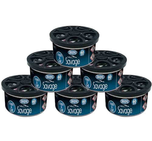 Savage Couture Car Air Freshener Tin – 60 Day Lost-Lasting, Strong, Odour Eliminating Designer Perfume Inspired Fragrance – Scented Air Freshener Car Accessories for Men and Women, 6 Pack