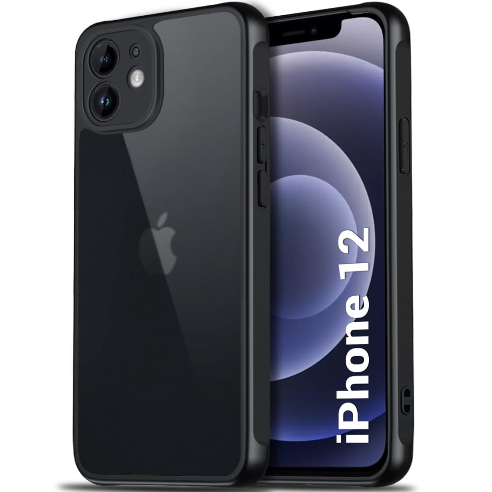 TheGiftKart Hybrid Matte Frosted Translucent iPhone 12 Back Cover Case | Shockproof Design | Camera Protection Module | Hard Back Cover Case for iPhone 12 (PC & TPU, Frost Black) (B0CTHDN5BZ) Amazon Price History, Amazon Price Tracker