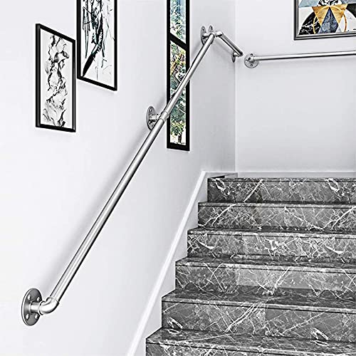 Main courante escalier tube industriel argent barre appui murale loft - 4