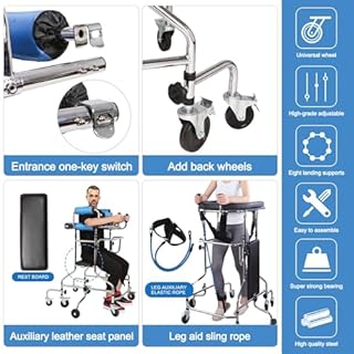 Adult Standing Walker for Seniors Hemiplegia Rehabilitation Standing Frame, Anti Recline, Lower Limb Training, Adjustable Height, Walker Aid for The Disabled, Suitable for People of 58-71 in