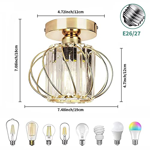 Lámpara de techo de cristal E27 mini para pasillo y entrada pequeña 3