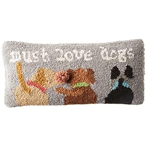 Mud-Pie-Must-Love-Dogs-Hook-Pillow-1-Count-Pack-of-1-Gray Mud Pie Must Love Dogs Hook Pillow