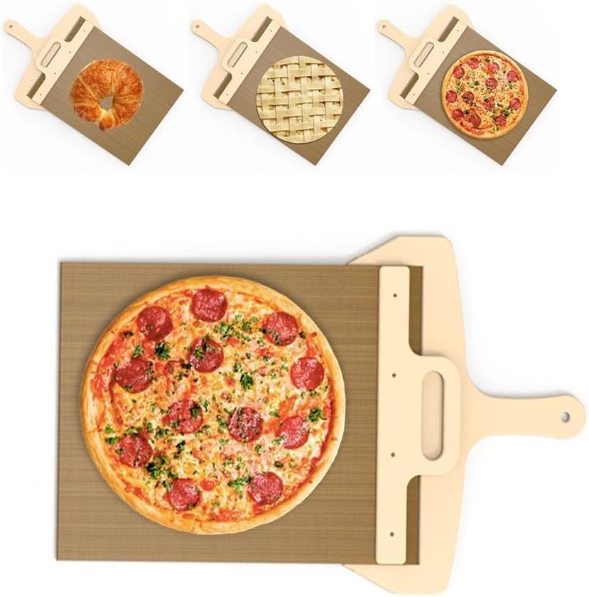 Sliding Pizza Peel, Non-Stick Pizza Spatula Paddle with Wooden Handle, Smart Pizza Slider for Indoor & Outdoor Ovens, Non-Stick Pizza Peel, Pizza Peel Slider,Large 19.68
