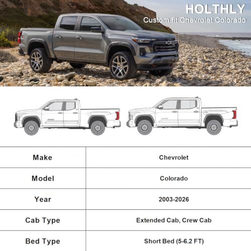 Image of 10 Layers Truck Cover Waterproof All Weather Custom Fit Chevrolet Colorado(2003-2026) Extended /Crew Cab Short Bed, Outdoor Full Exterior Pickup Car Cover Sun Rain Snow Ice Protection. Black