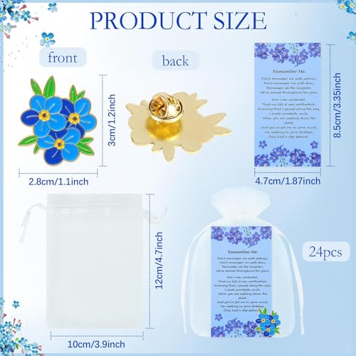 Image of Funeral Favors for Guest Memorial Pins Celebration of Life Decorations Lapel Pin Brooches Poem Cards White Organza Bags Gift Bag for Who Loss Loved One