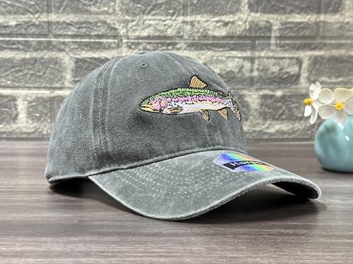 Image of Fishing Baseball Cap for Men Women, Adjustable Embroidered Fish Hat | Fishing Gear, Outdoor Adventure Design, Precision Embroidery Craft, One Size Adjustable Fit
