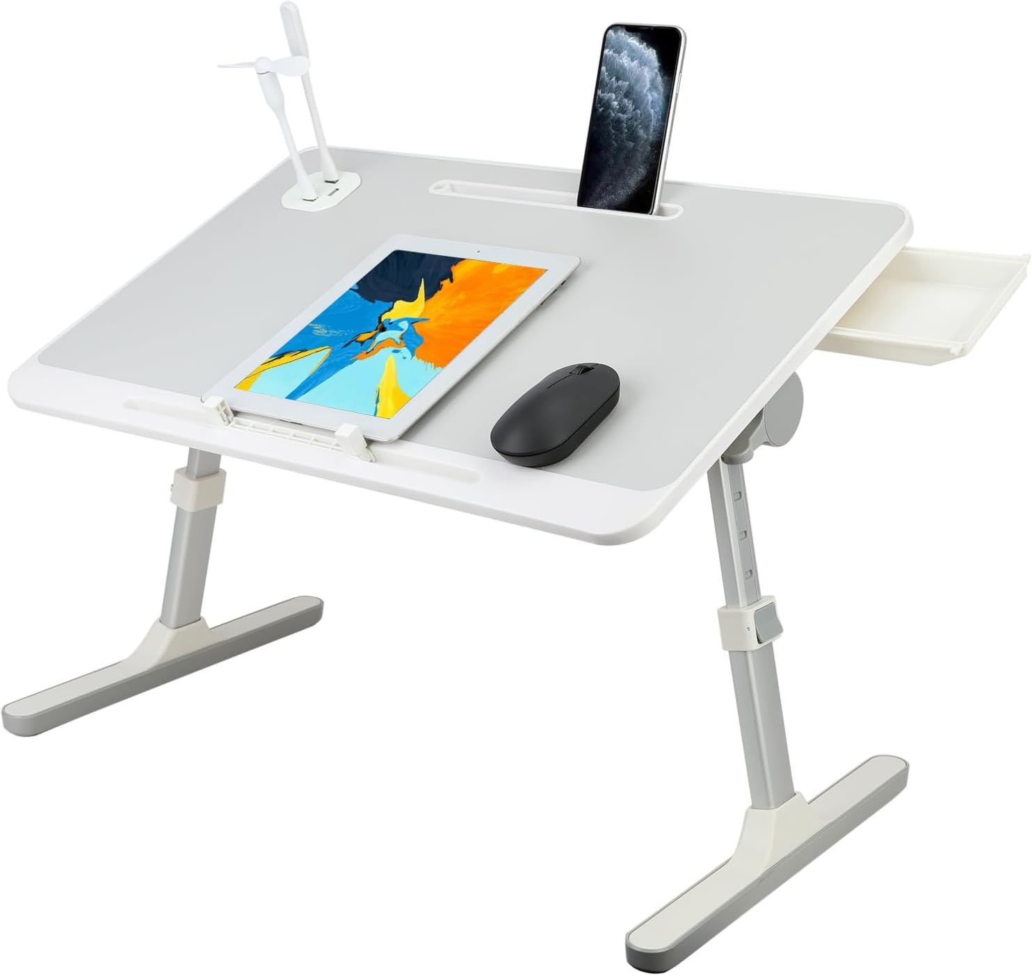 InnovaGoods Table Ordinateur Portable Réglable – Bureau Pliable Multifonction En Aluminium Avec Ventilation, Plateau Souris, Hauteur Et Inclinaison Ajustables – Idéal Lit, Canapé Ou Bureau
