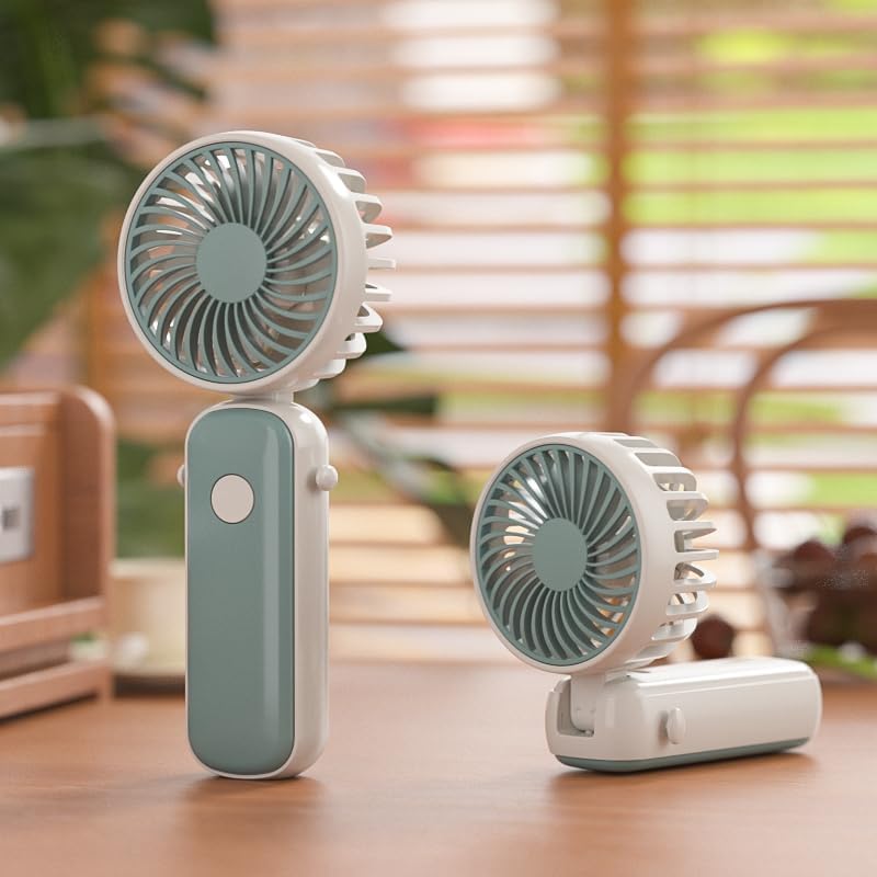 Image of WolkomHome Portable Handheld Fan - High Speed USB Rechargeable Personal Fan with 3-4 Hours Battery Backup, Type-C Charging Port, & Silent Operation for Home, Office, Travel, Color as per availability