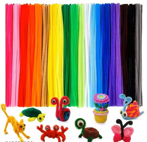 100 Pcs Pastel Pipe Cleaners, Fuzzy Chenille Stems, Fuzzy Sticks Pipe Cleaners Craft Supplies for DIY Crafts Decorations Creative School Projects,DIY Art Projects and Creative Activities. (100 Pcs Multicolor Pipe Cleaner)-image-35