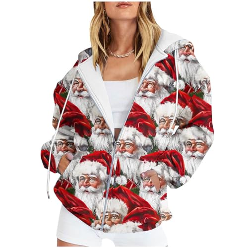 Weihnachts Hoodie Damen Lustige Weihnachtsmann Schneemann Druck...