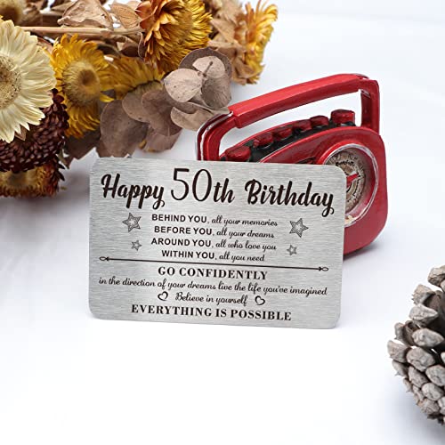 50th Birthday Card Gifts for Her him Happy 50 Year Old Women Men Gift Ideas Engraved Wallet Card Birthday Gifts for 50 Year Old Aunt Mom Sister2