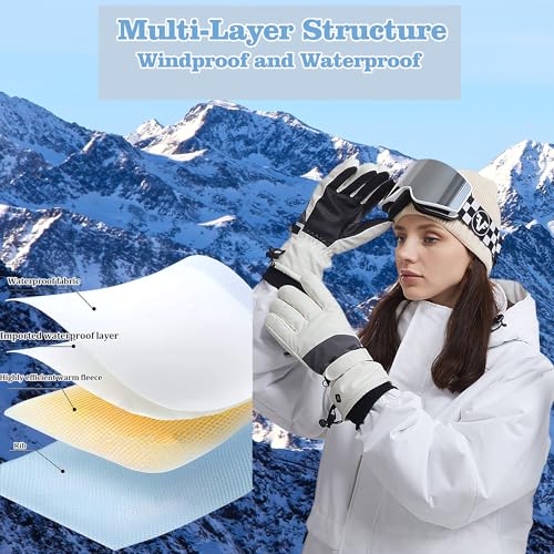 Ohhvvow Winter Ski Snow Gloves Men Women, 10-Finger Waterproof Windproof Touchscreen Snowboard Gloves Insulated Warm Winter Snowmobile Gloves For Extreme Cold Weather thumb #4