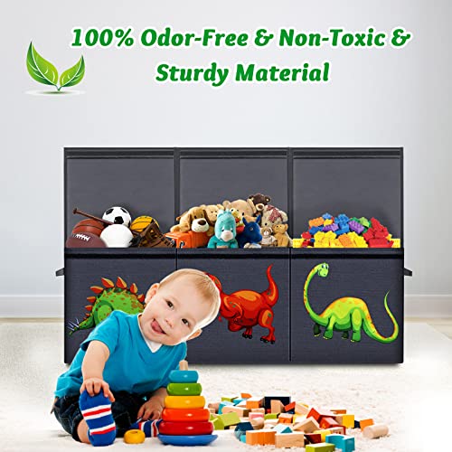 Toy Chest For Boys, Storage Bins For Toys, Toy Box For Boys, Kids Toy Storage Bins, Sturdy & Foldable, Removable Divider, Large Storage Containers For Playroom, Bedroom, Closet, Home, Dinosaur Pattern #TOP4