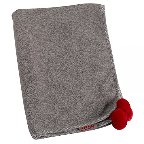 Zoon Dog Sherpa Grey Plaid Comforter With Pompoms 110x100cm